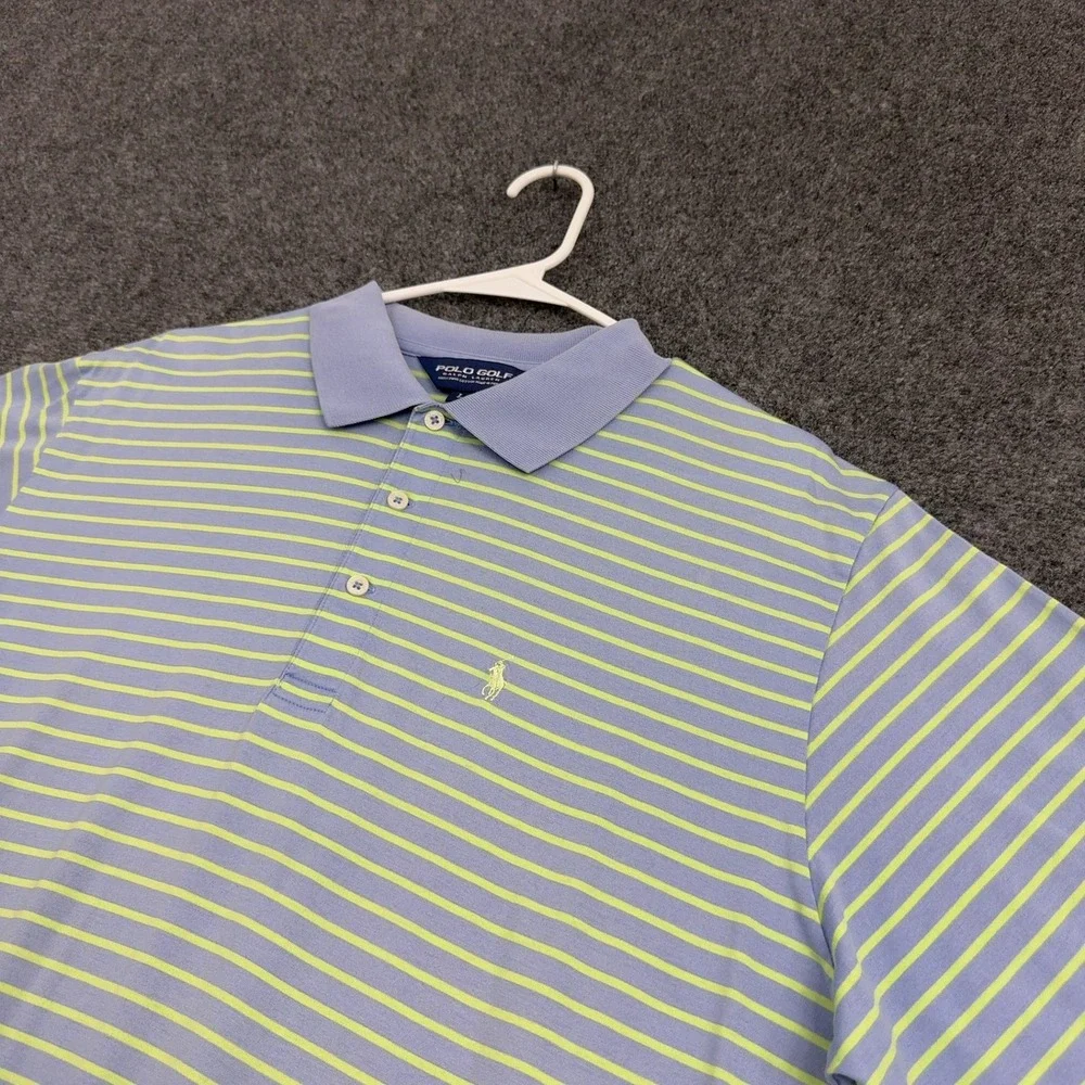 Polo Golf Ralph Lauren Polo Shirt Mens L Blue Cotton Striped Short Sleeve Preppy